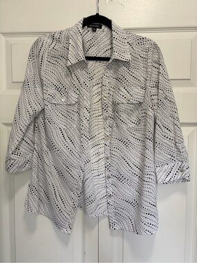 Notations Black and White Polka Dot Shirt